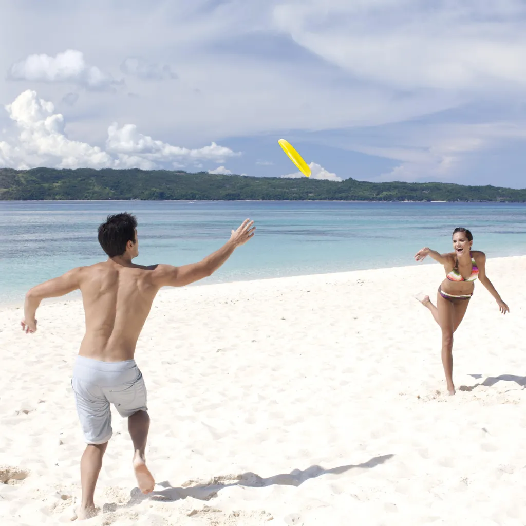Frisbee avec enceinte Bluetooth étanche jaune de 20 m de portée