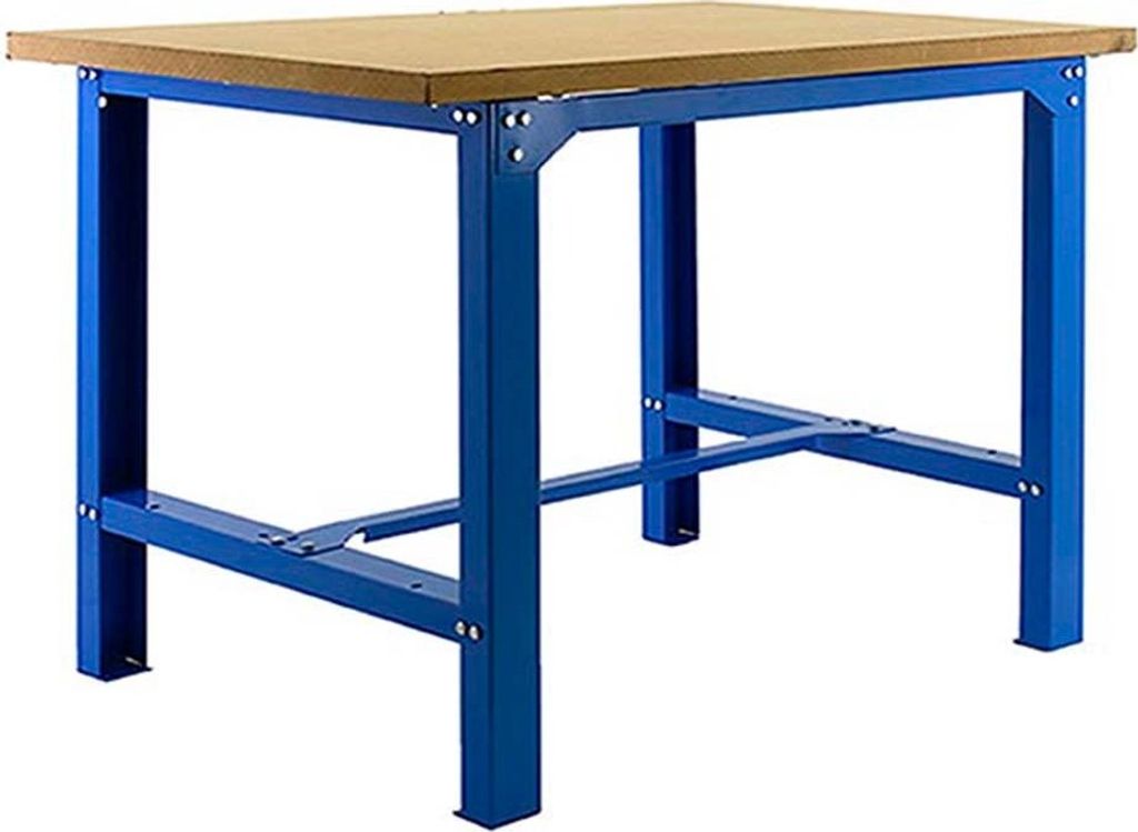 PROREGAL Werkbank BUFFALO WOOD | HxBxT 87x120x75cm | Traglast 600kg | Blau