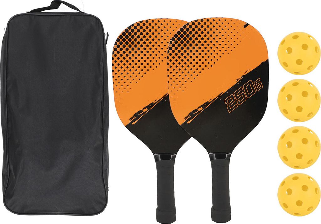 Pickleball-Paddel-Set, leichte, schweißfeste Griffschläger mit 4 Bällen, Tragetasche für Outdoor-Sport, Fitness, Gelb