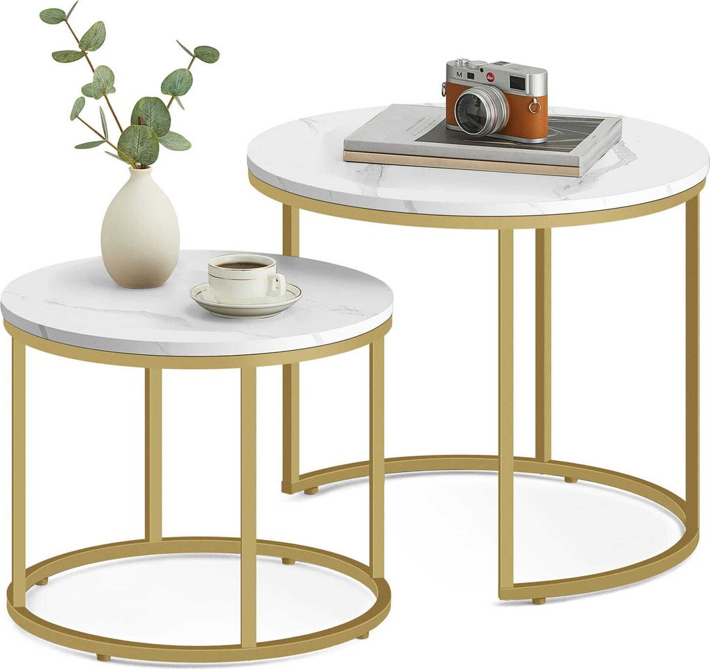 Couchtisch 2er Set Rund Beistelltisch Loft Design 2 in 1 Produktbild 