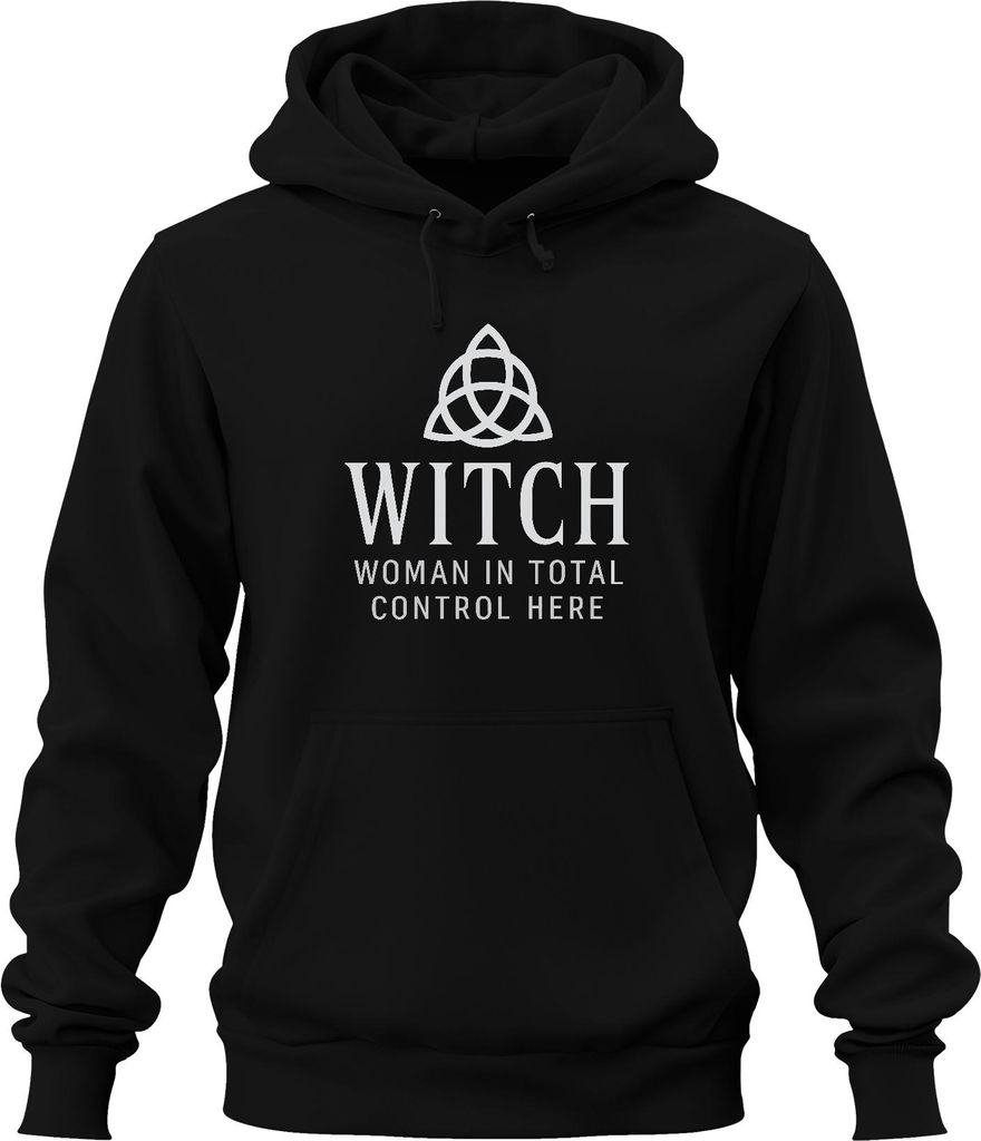 Witch Woman In Total Control Here Wicca Hexe keltisch Triquetra Uni Hoodie Kapuzenpullover, Schwarz, S