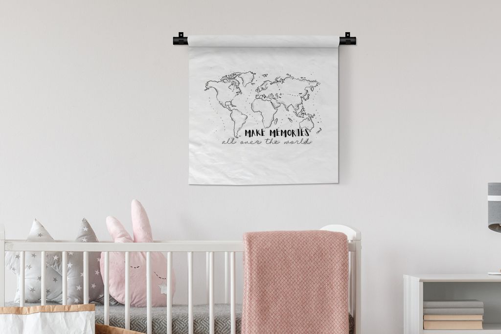 MuchoWow Wandteppich Wandbehang Karte - Sprichwörter - Schwarz und Weiß 60x60 cm Tapisserie Dekoration Wandtuch - Dekorationen - Wand Decke