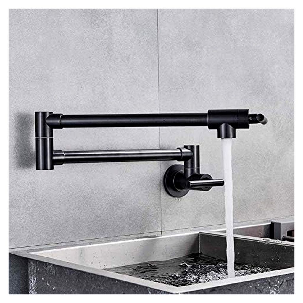 Küchenarmatur in Schwarz-Bronze, schwenkbar und herausziehbar, für Küchenspülen und Badezimmer, Wandmontage