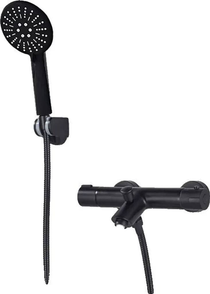 Rubinetto Termostatico Doccia Doppia Maniglia Professionale Nero B