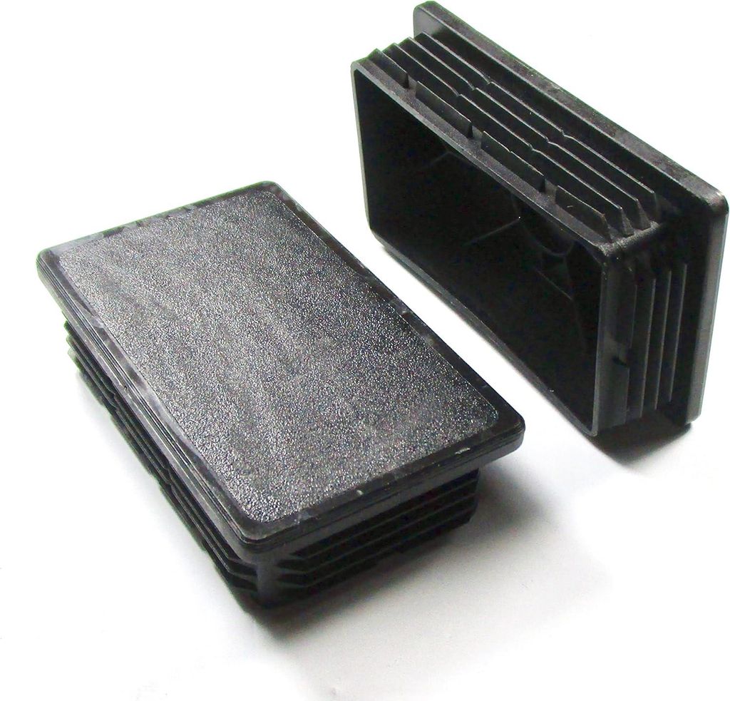 Ajile, 4 Stück, Rechteckiger Lamellenstopfen 100x60 mm (Wandstärke 1,0,4,0 mm), Schwarz, EPH150x4