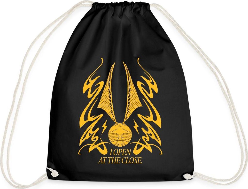 Spreadshirt Harry Potter Goldener Schnatz I Open At The Close Turnbeutel, One size, Schwarz