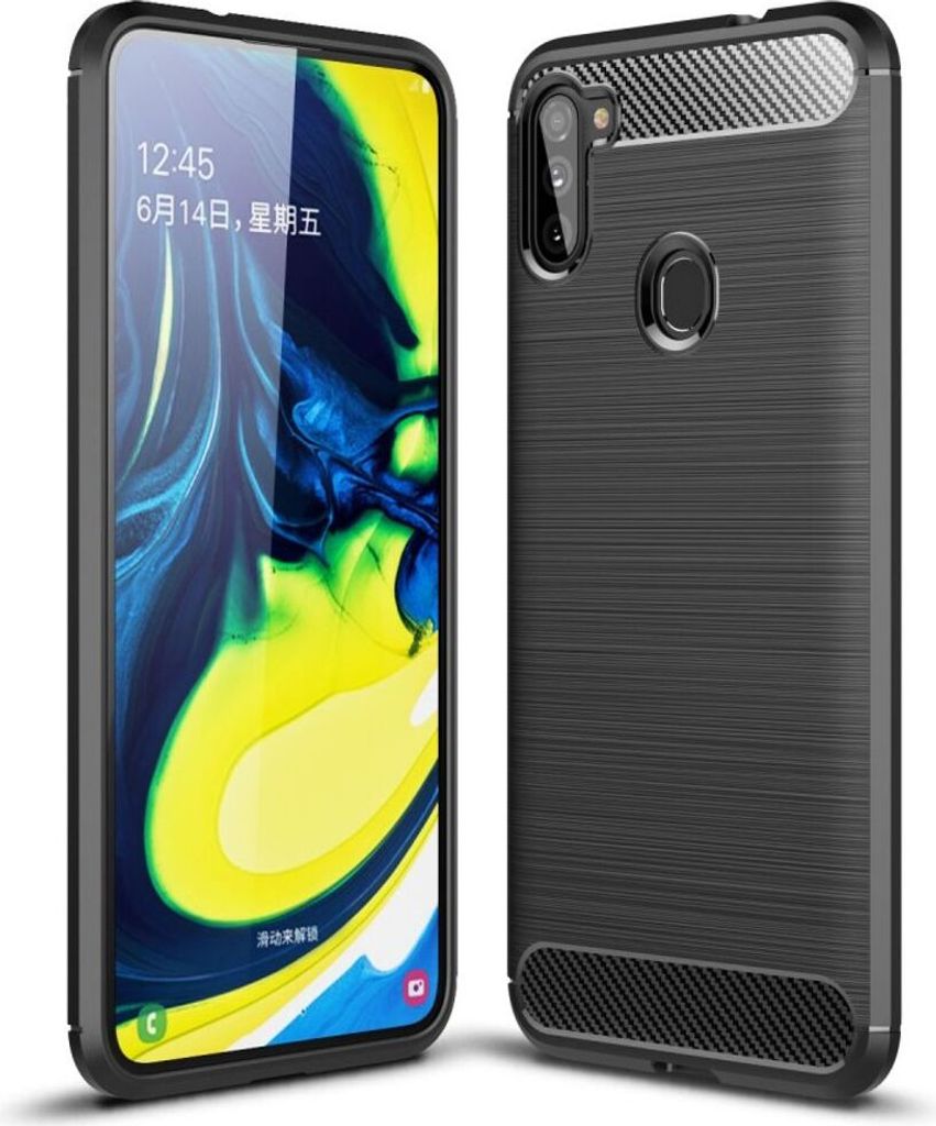 Schutzhülle Handyhülle für Samsung Galaxy A11 Case Cover Carbon Optik Schwarz