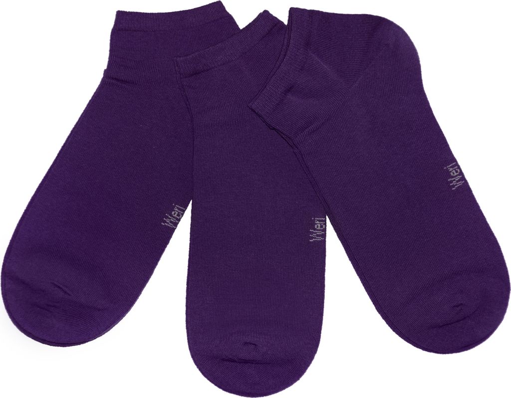 Kinder Sneaker Socken 3-er Pack Unifarben Aubergine Größe 23-26 Glatt