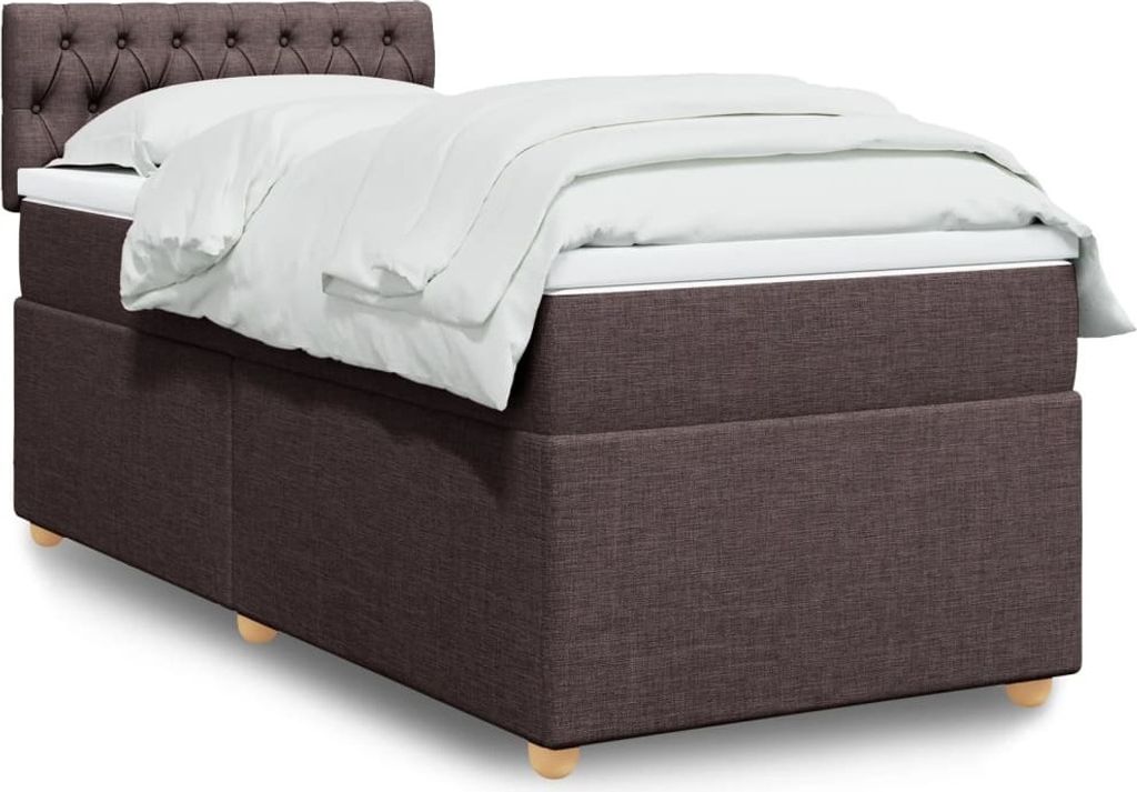 "2026 Aktion"Boxspringbett - HOMMIE - Einzelbett - Moderne design - mit Matratze Dunkelbraun 90x190 cm Stoff GermanyMöbel 97671 - Klassische Betten