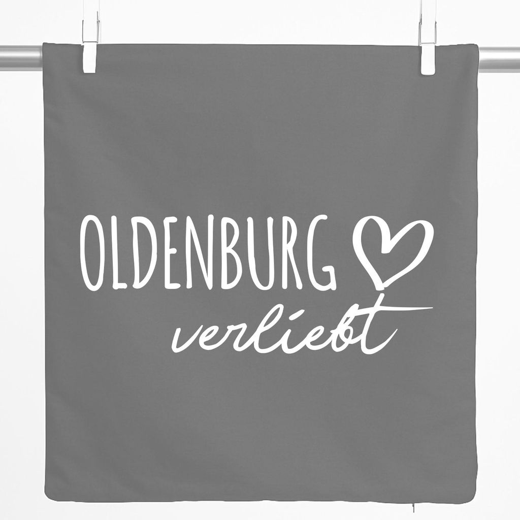 Huuraa Kissenbezug Oldenburg verliebt 40x40cm Steel Grey Baumwolle Dekokissenbezug Geschenkidee