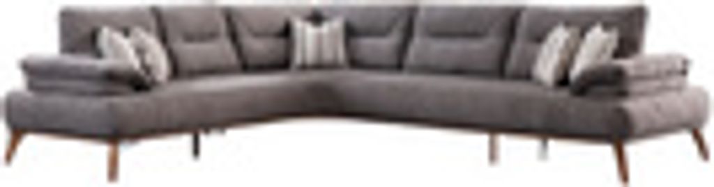 Graphite Ecksofa Farbe:Grau, Füße:Holz-Natur, Langer Schenkel:Rechts, inkl. Kissen