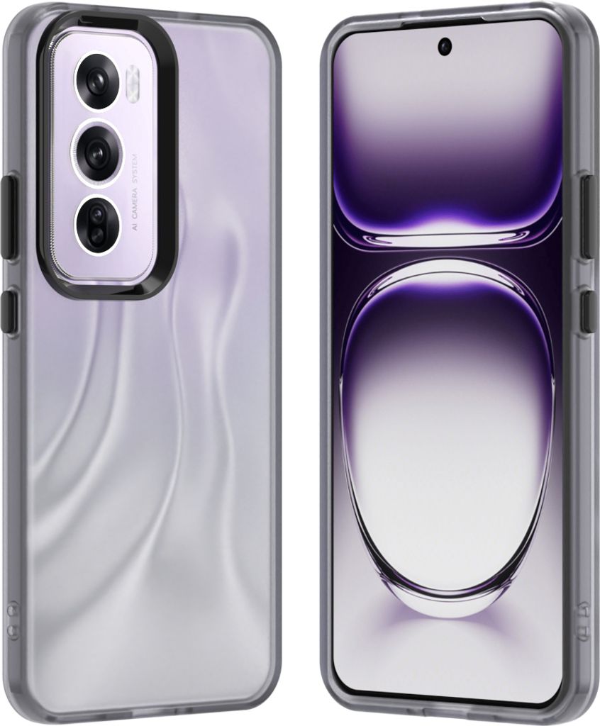 Handyhülle für Oppo Reno12 Schlank Durchscheinend Matt Stoßfest Schutzhülle Schwarz