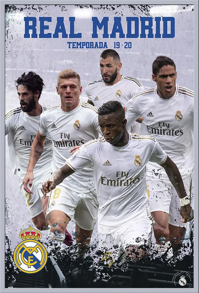 Poster Real Madrid avec Cadre Shinsuke Argenté et Vitre Acrylique 61x91