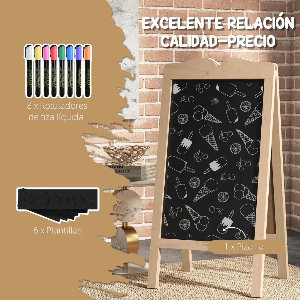 Chevalet bois stable et robuste pour tableau noir - Pliage facile 101cm - 4