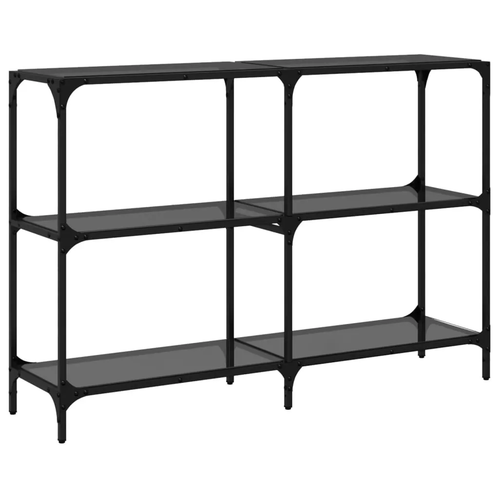 vidaXL Tavolo Consolle in Vetro Nero e Acciaio 118,5x30x81 cm | Design - 6