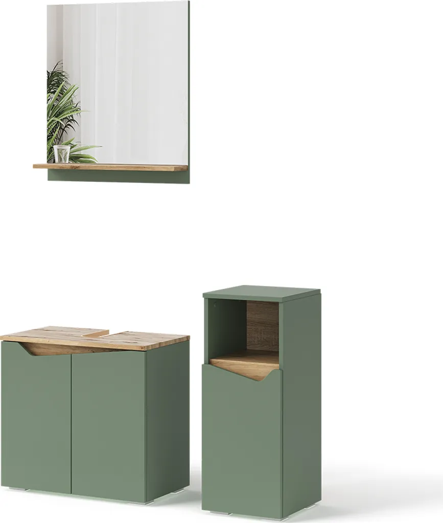 Meubles de salle de bain Vicco Marelle Vert et Artisan 3 pièces 54702
