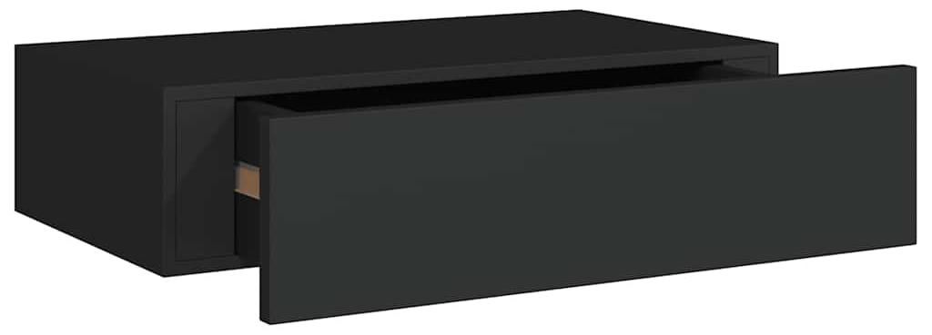 vidaXL Nástenná polica so zásuvkou čierna 40x23,5x10 cm MDF Obrázok produktu 