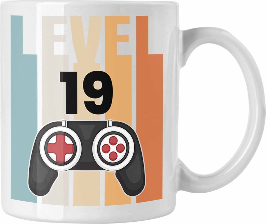 Trendation - 19. Geburtstag Tasse Gamer Jungs Jungen Geschenkidee zum Geburtstag Lustig Neunzehn (Weiß)