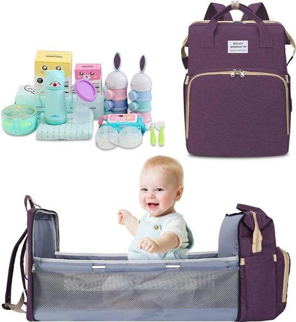 Grand sac de voyage en tissu doux pour bébés et filles - Modèle XL Blue