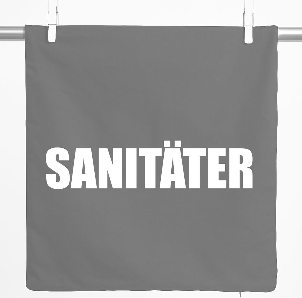 Huuraa Kissenbezug Sanitäter Schriftzug 40x40cm Steel Grey Baumwolle Dekokissenbezug Geschenkidee