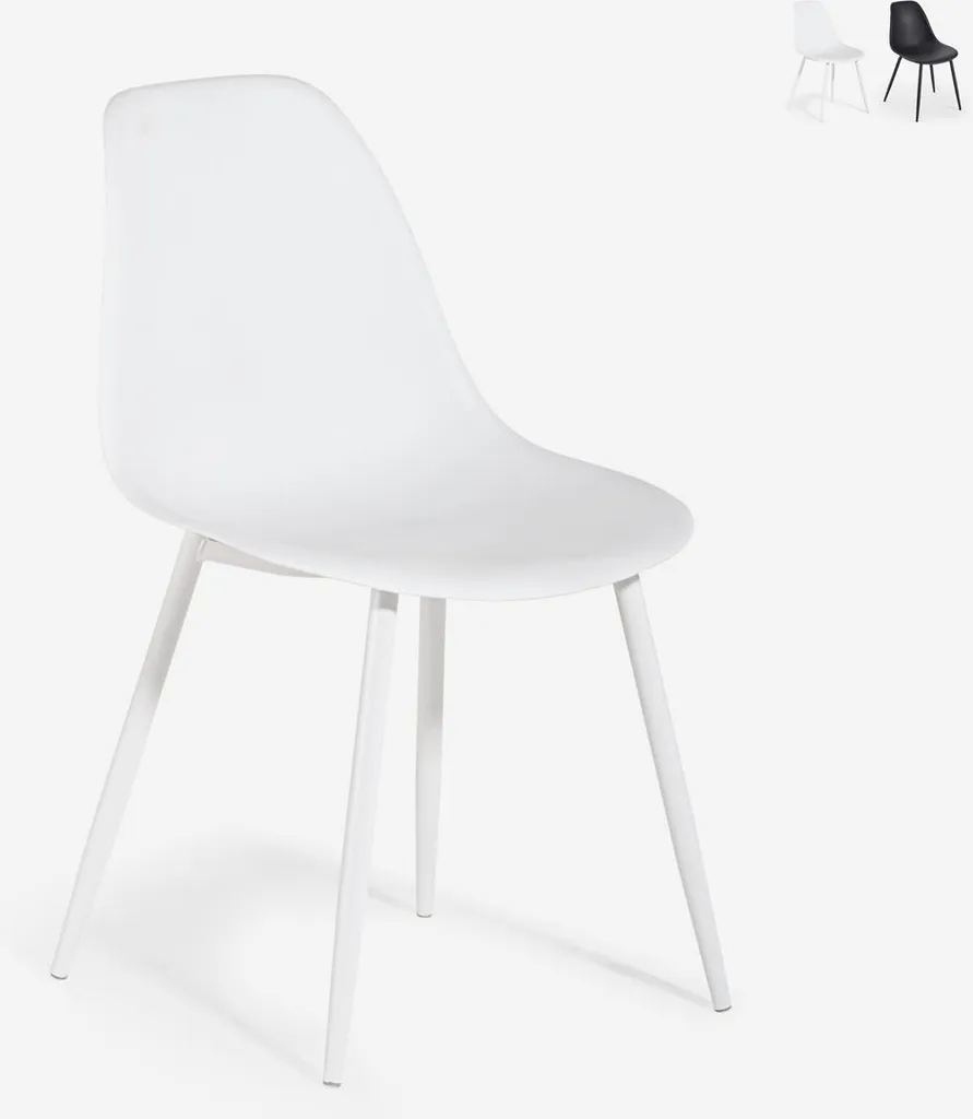 Chaise de salle à manger élégante blanche en résine polypropylène Lusar