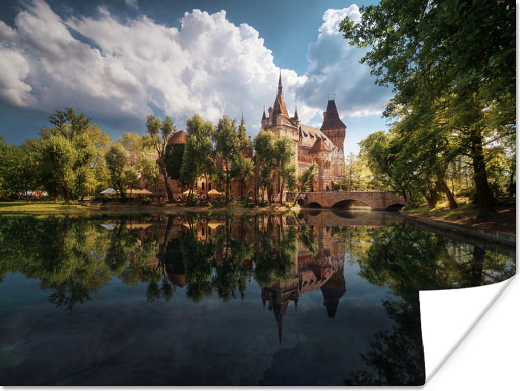 MuchoWow Poster Schloss hinter den Bäumen 40x30 cm - Plakate für die Wände - Poster Wohnzimmer