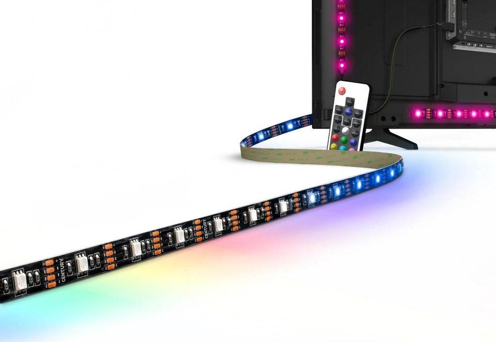 CENTURY LED-Streifen für Fernseher, 55 Zoll, RGB, 3 W, Fernbedienung, USB