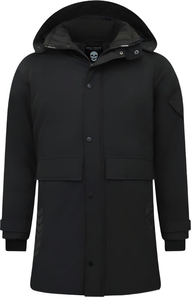 Schwarze Lange Winter Jacke - M