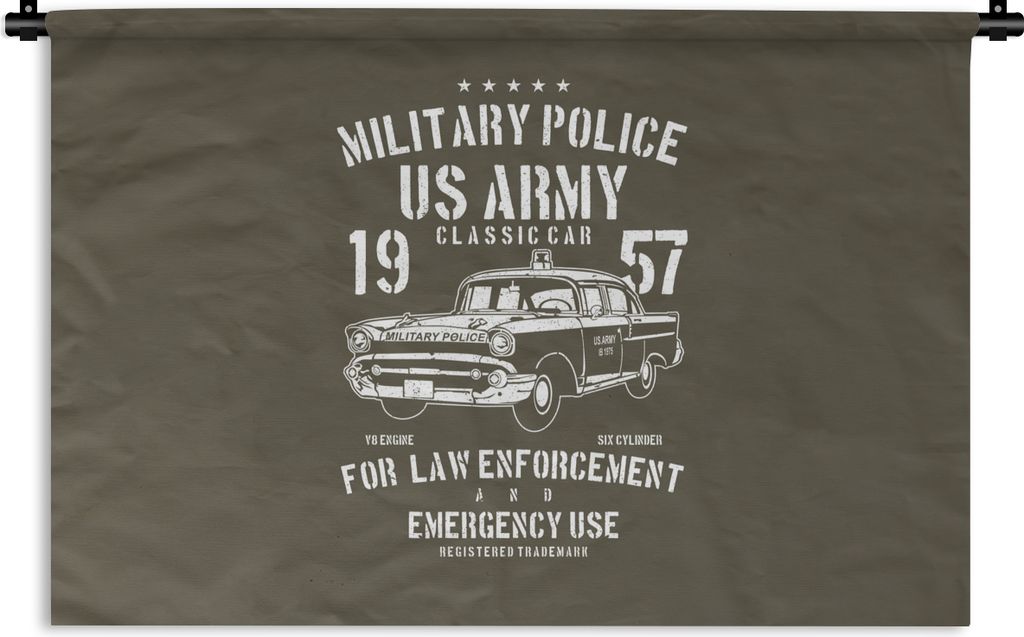 MuchoWow Wandteppich Wandbehang Mancave - Auto - Oldtimer - Armee 120x80 cm Tapisserie Dekoration Wandtuch - Wanddekorationen - Wandtücher