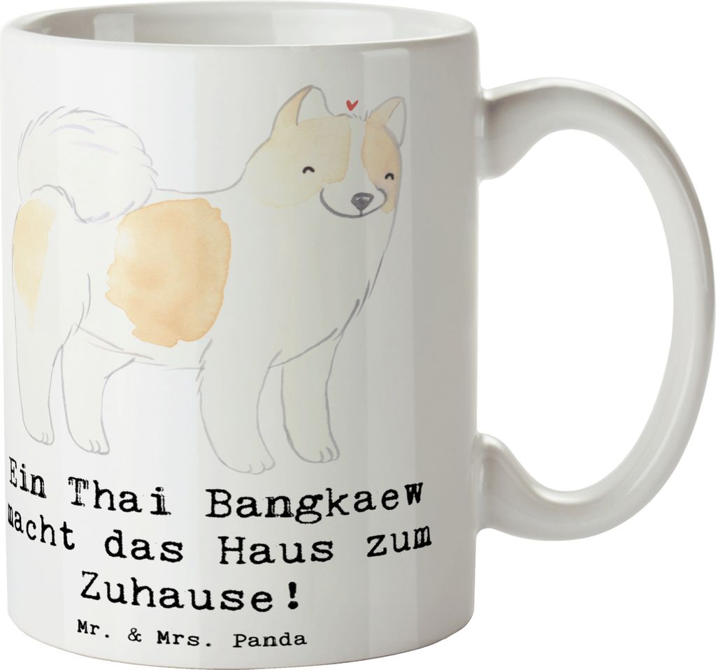 Mr. & Mrs. Panda Tasse Thai Bangkaew Zuhause - Weiß - Geschenk, Kaffeebecher, Hunderasse, Teetasse, Hunderassen Beschreibung, Treue, Trinkbecher, ...