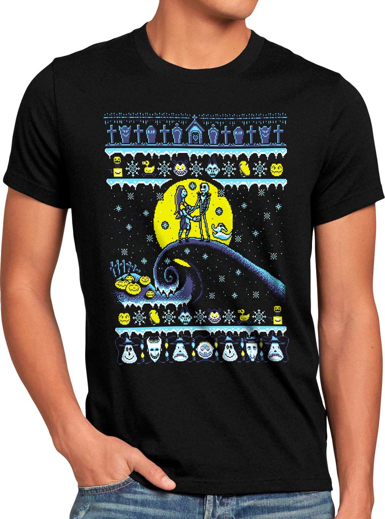 BaumwolleCloud Christmas Romance Herren T-Shirt xmas weihnachten weihnachtspullover pulli ugly sweater strick