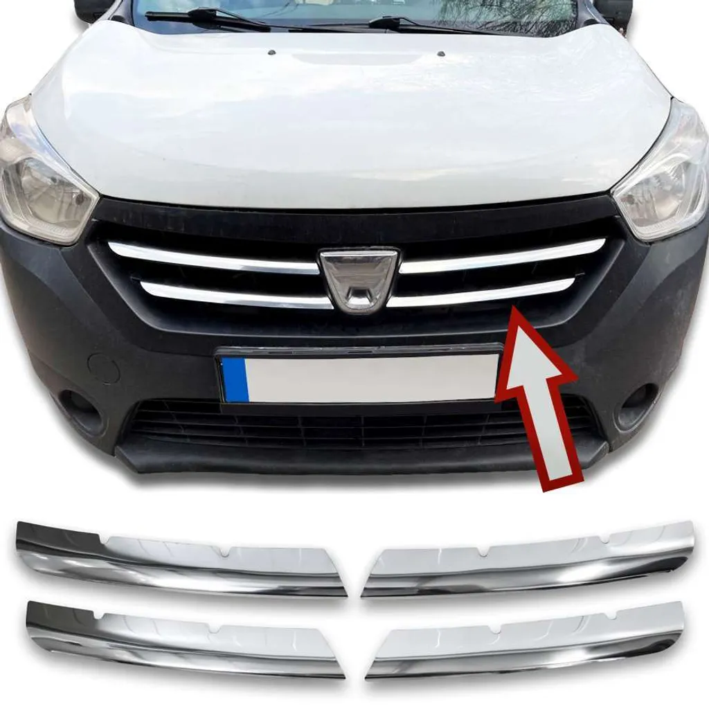 Baguettes de protection chromées pour Dacia Dokker en acier inoxydable