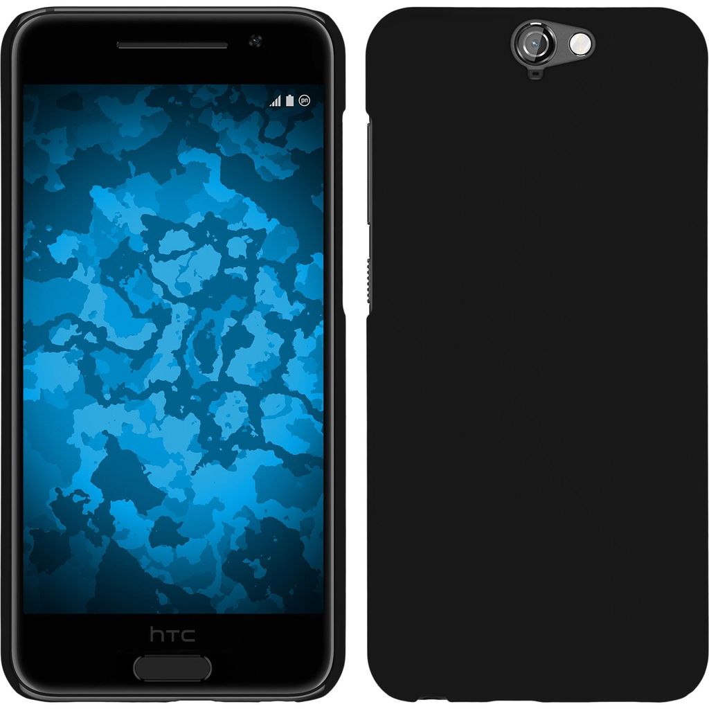 PhoneNatic Case kompatibel mit HTC One A9 - Hülle schwarz gummiert Hard-case + 2 Schutzfolien