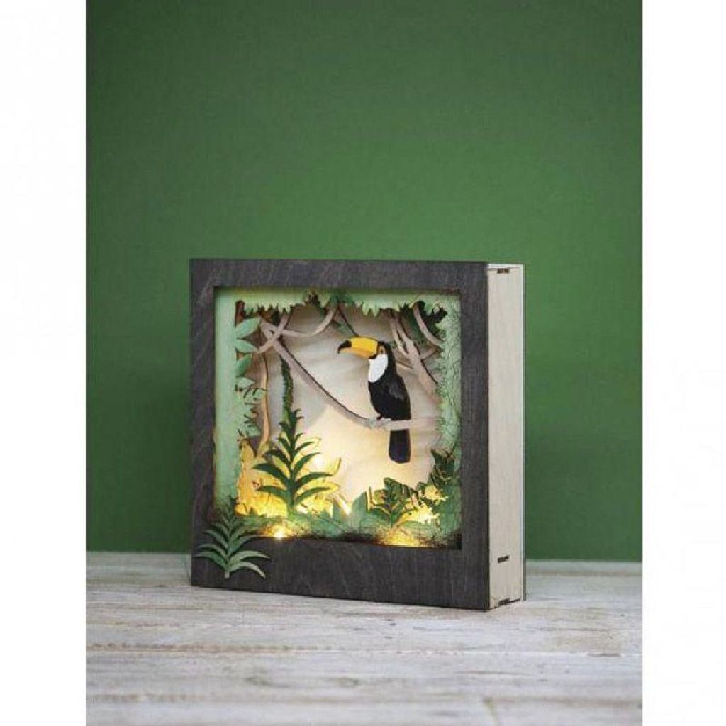 Dekorativer Holzrahmen mit 3D-Muster - 24 x 24 x 6,5 cm - Tukan