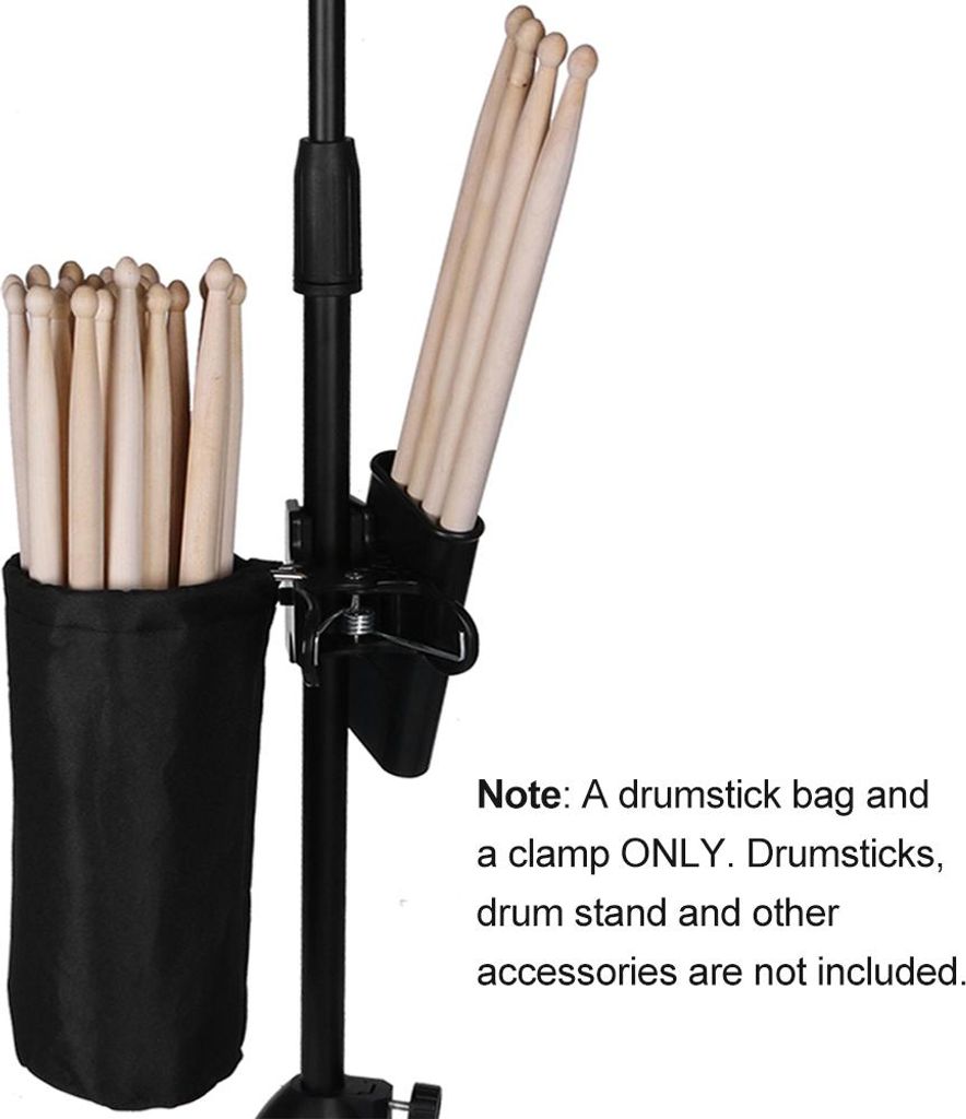 Drumstick-Halter für Drum-Set, Klemme auf Stick-Aufbewahrungstasche, Oxford-Stoff, großes Fassungsvermögen, Clip-Drumsticks-Behälter für bis z...