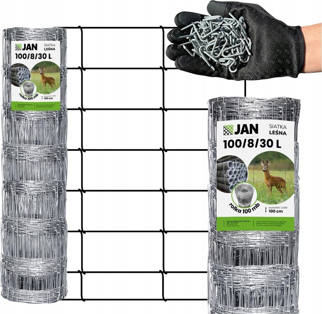 Wildzaun - Knotengeflecht - 100/8/30 L - 100m - 1m Höhe - Produktbild 
