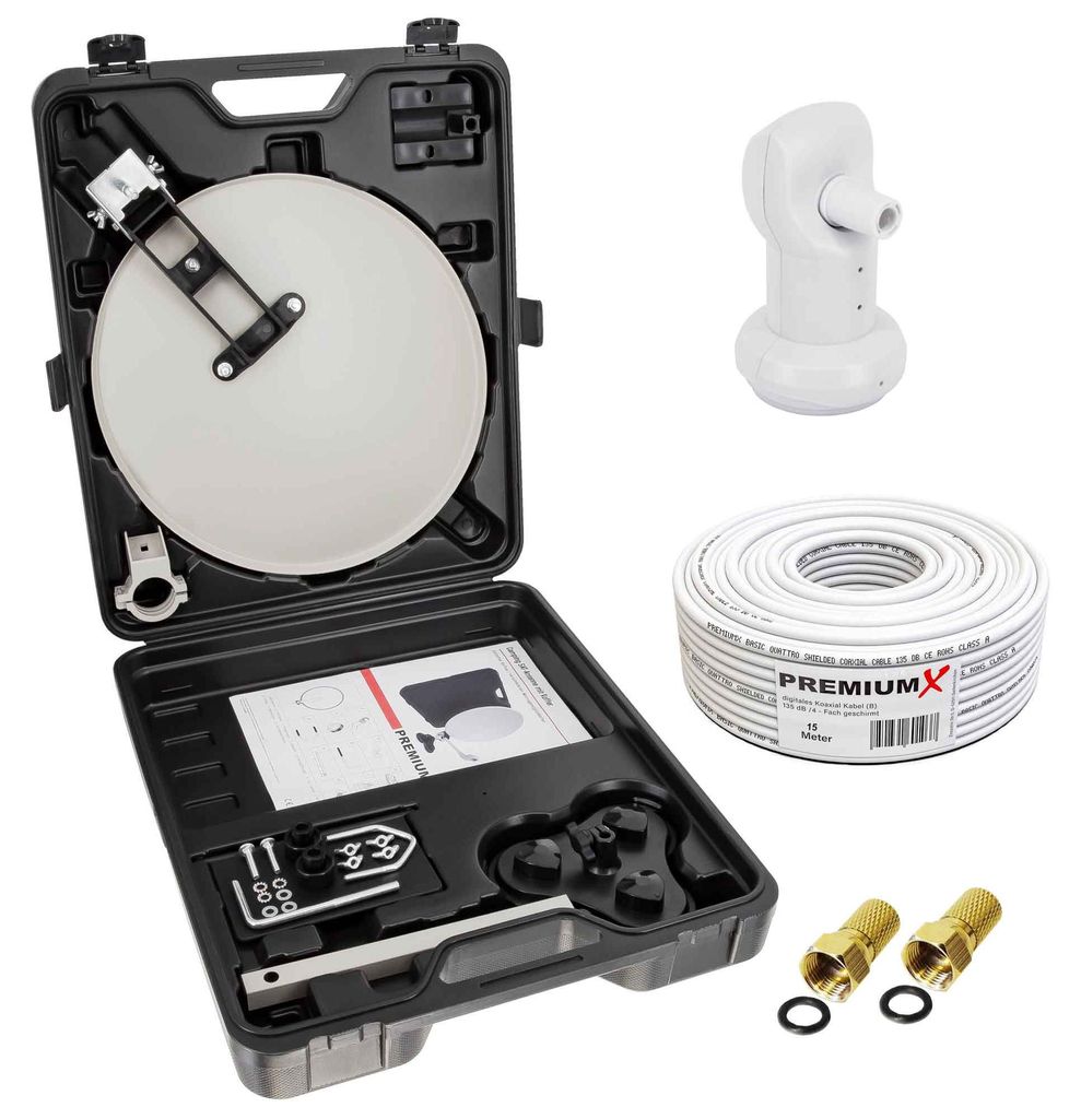 PremiumX Camping SAT Anlage im Koffer Single LNB 15m Kabel Produktbild 