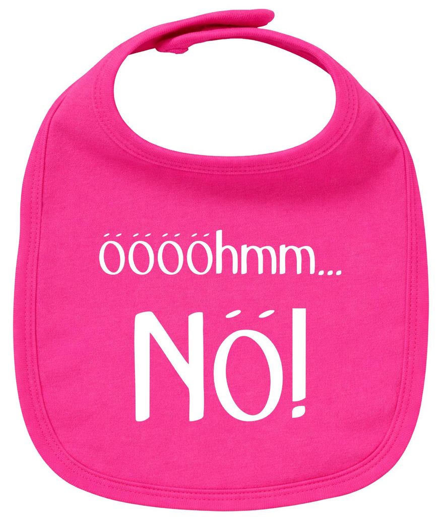 Huuraa Baby Lätzchen ööööhmm Nö Schriftzug Cherry Pink Klettverschluss Baumwolle Latz Geschenkidee