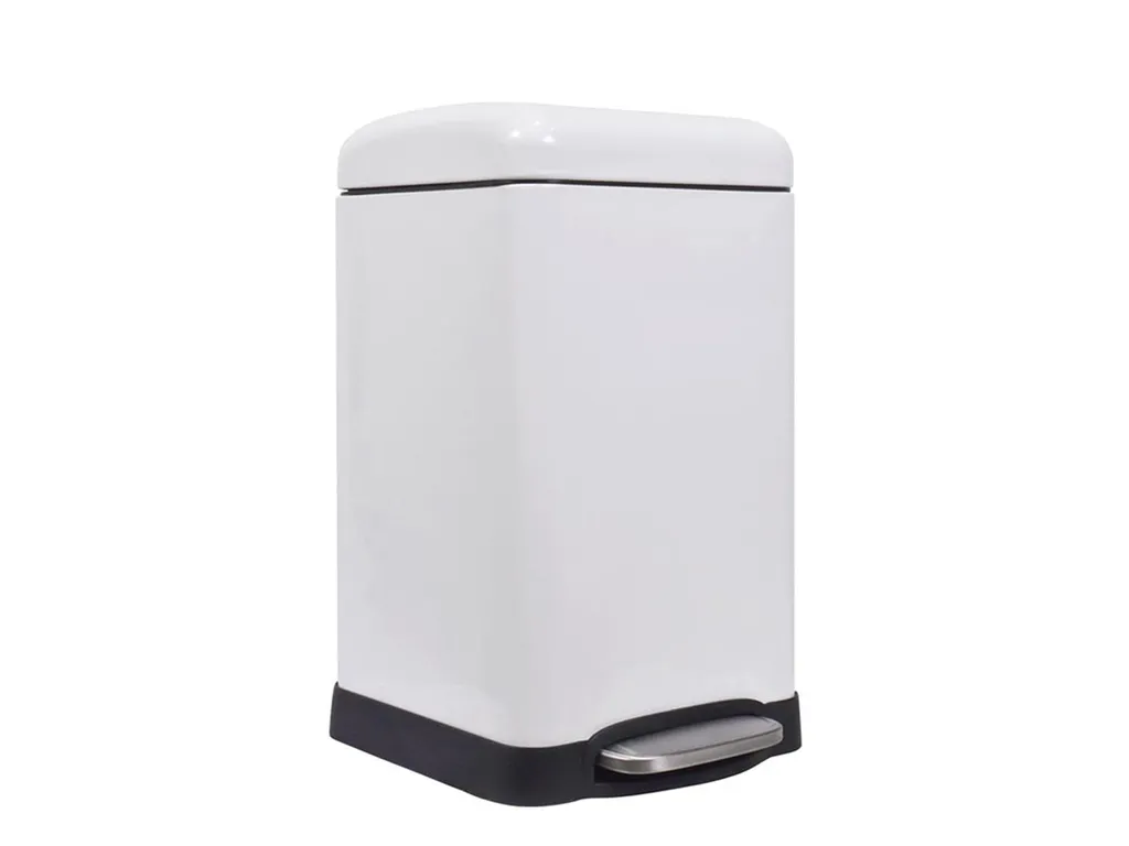 Collecteur de Déchets Carré 20L Blanc Mat - Poubelle de Bureau Haut de Gamme