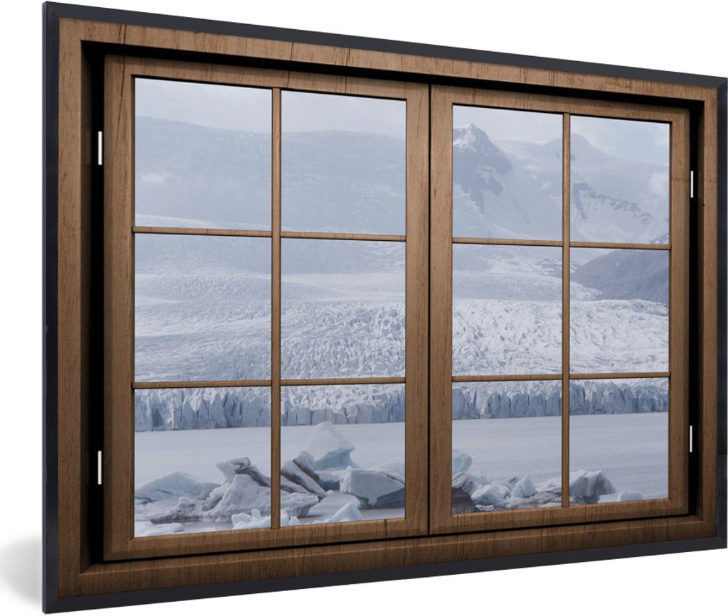 MuchoWow MuchoWow Gerahmtes Poster Durchblick - Nebel - Schnee 60x40 cm - Poster mit zchwarzem Bilderrahmen - Printing - Wanddeko Schlafzimmer