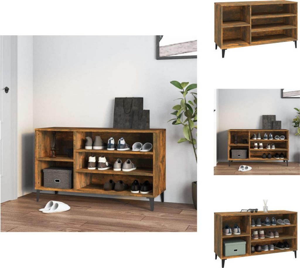vidaXL Schuhregal Räuchereiche 102x36x60 cm Holzwerkstoff - Schuhregale & -schränke