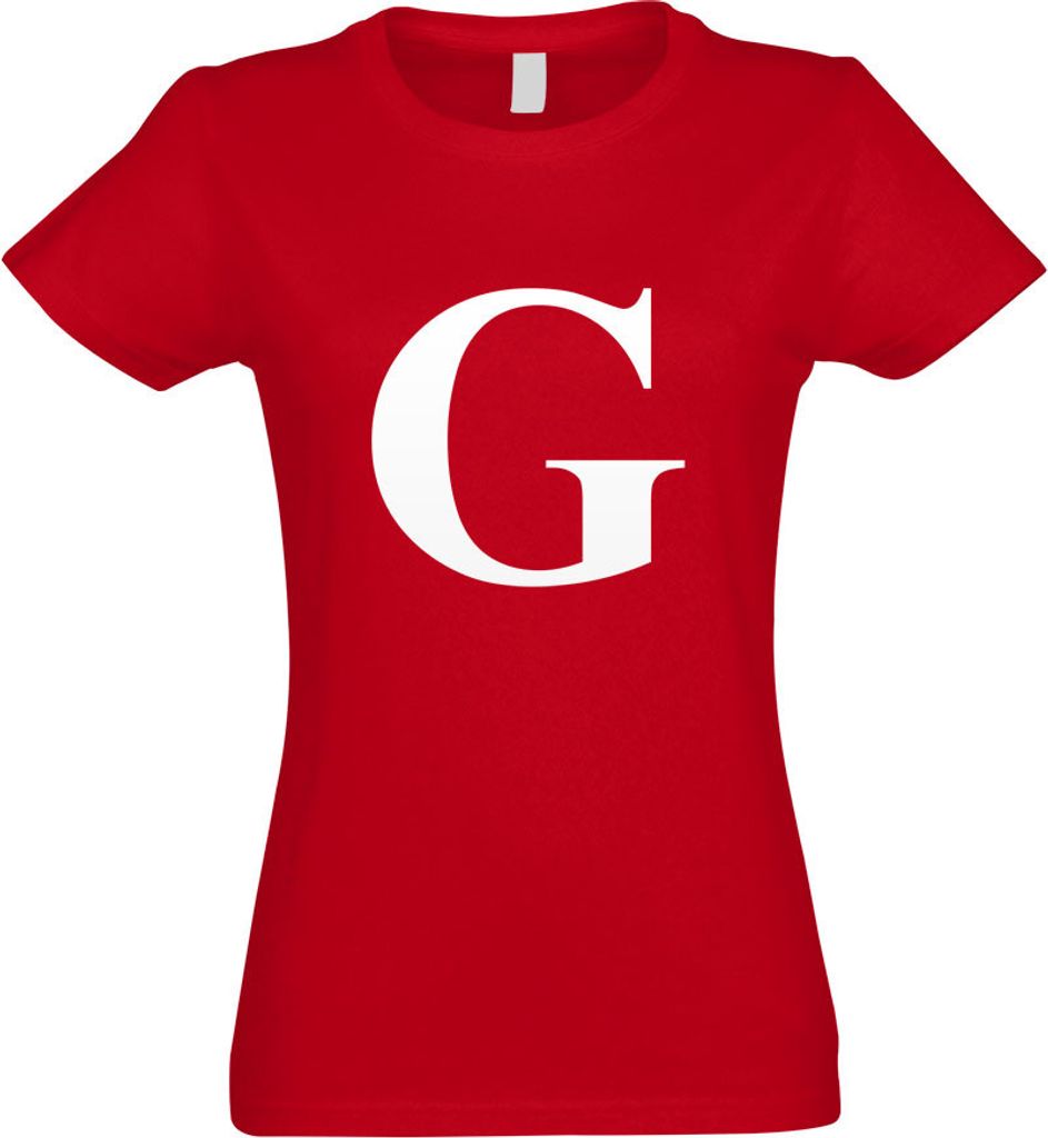 Kiwistar - T-Shirt tailliert - Damen - rot - Buchstabe G - Alphabet - mit Motiv Bedruckt - Funshirt Design - Sport - Freizeit - Damen - S