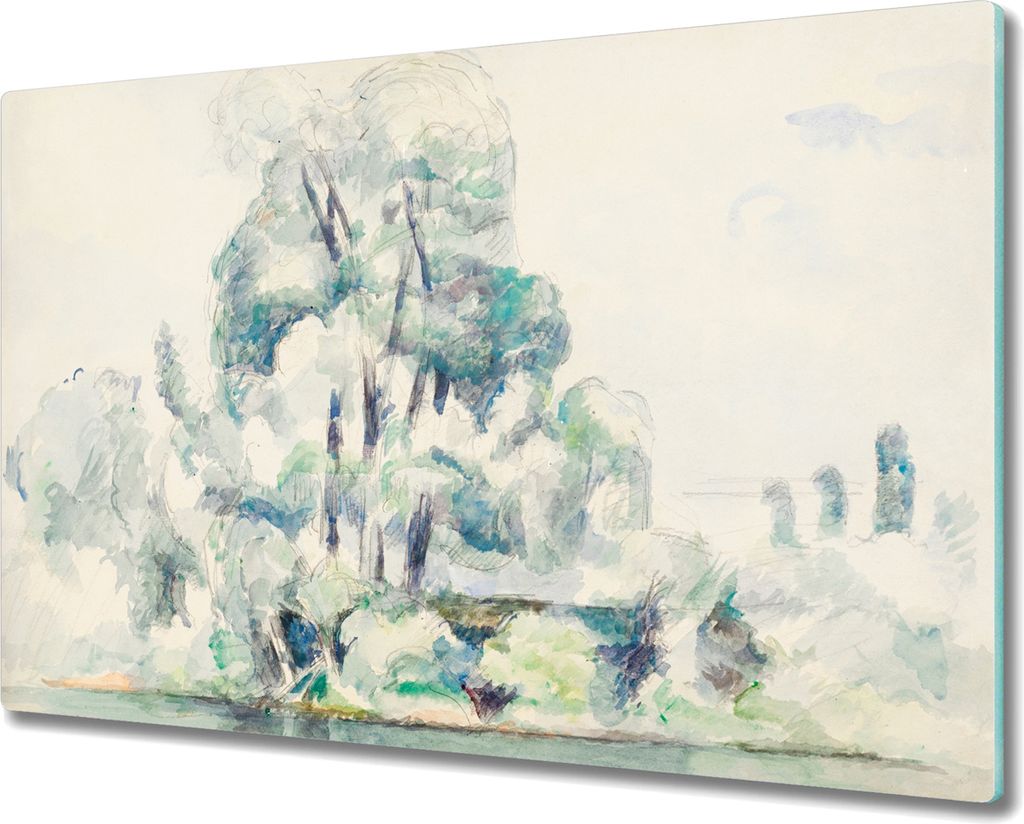 Coloray Schneidebrett Herdabdeckplatte 80x52 cm Kochplattenabdeckung Küchenbrett Hackbrett - Malerei Natur Baum