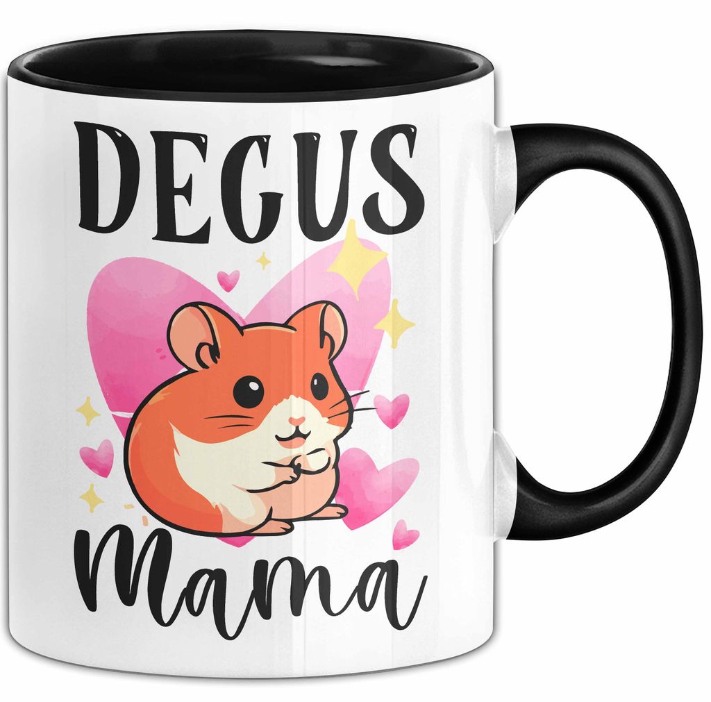 Degus Mama Tasse Geschenk Hamster Ratten Degus-Besitzer (Schwarz)