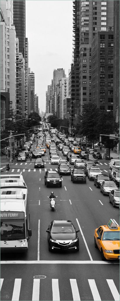 Wallario Poster - New York Yellow Taxi I, Kunstdruck Größe: 50 x 125 cm