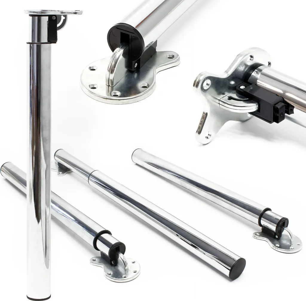 Set 4 Gambe Tavolo Wiltec Cromate 70-110cm | Piedini Regolabili Fai-da-Te