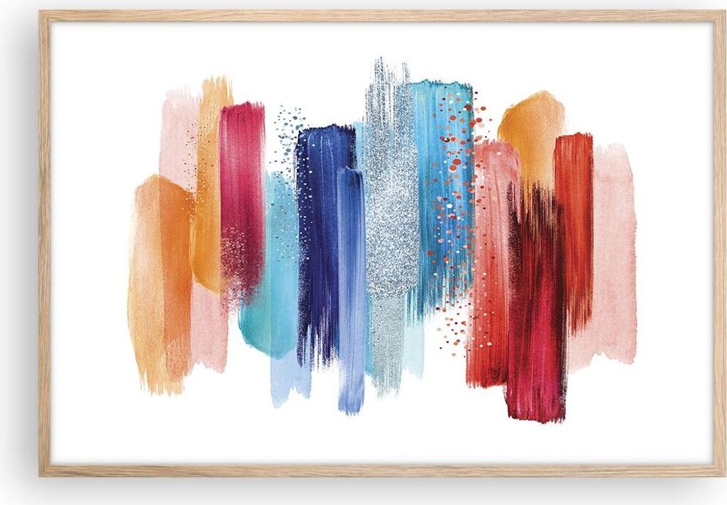 Gerahmtes Poster - Rahmen in heller Eiche - Abstraktion Farben Gürtel - 91,5x61 cm - Wand Bild - Wanddeko - Wandbilder - Wandposter - Bilderrahmen...