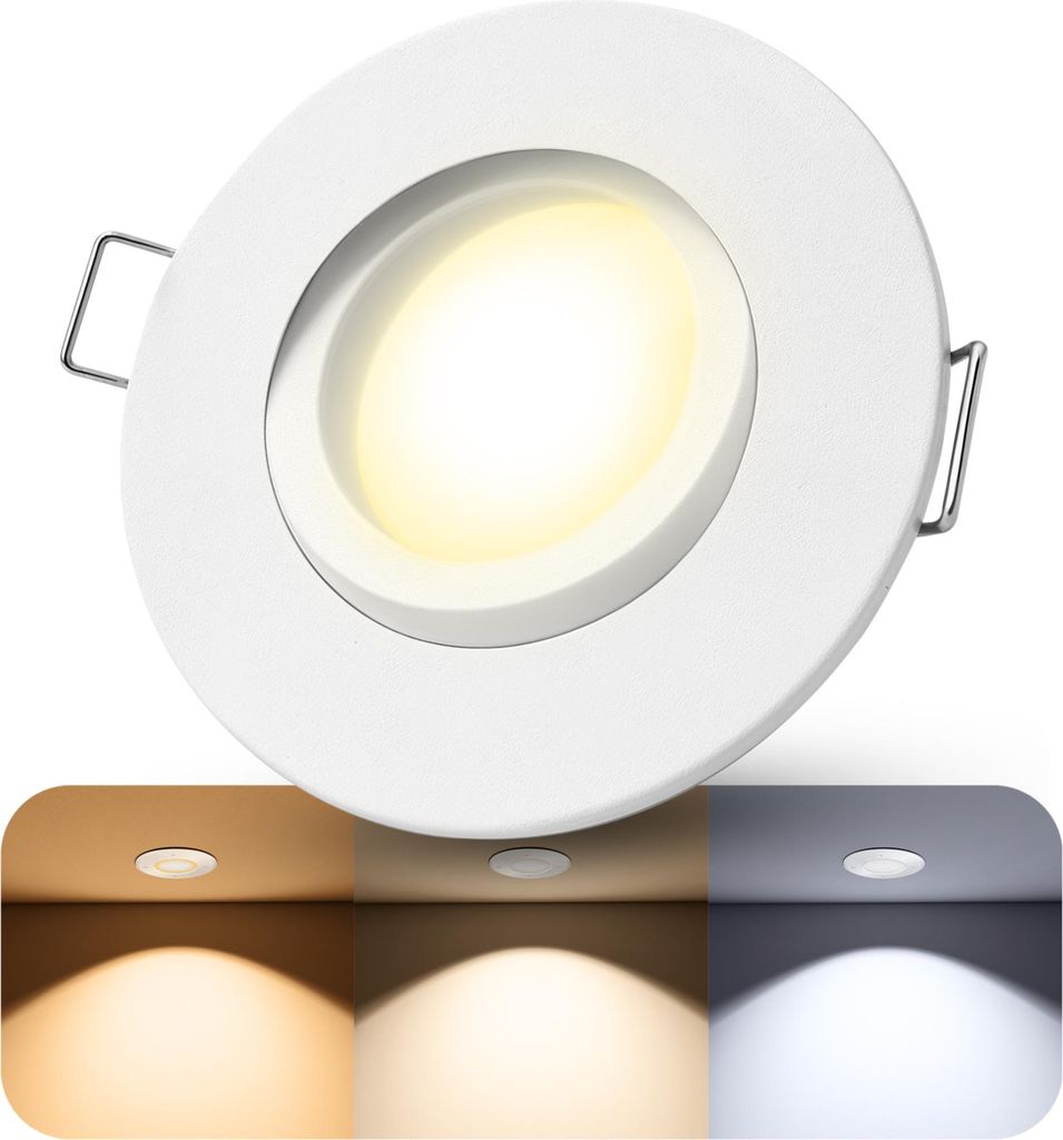 SSC-LUXon ORVIA Deckenlampe Schwenkbar 360° IP65 weiß - inkl. LumiFLEX dimmbar 6W Birne 3in1 Lichtfarben warm neutral kalt - Deckenspot für Tera...