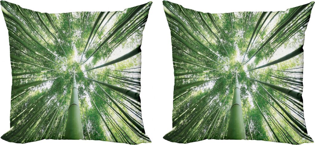 ABAKUHAUS Bambus Kissenbezug Set (2Stück), Tropic Regen-Wald Bambus, doppelseitiges Digitaldruckdekor mit Reißverschluss, 50 cm, Grün