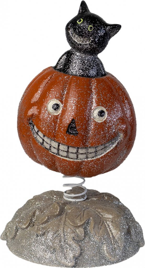 Halloween Bobble Head Dekofigur - Kürbis & Katze 15cm